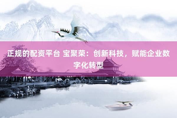 正规的配资平台 宝聚荣：创新科技，赋能企业数字化转型