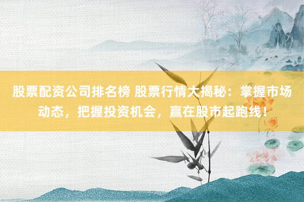 股票配资公司排名榜 股票行情大揭秘：掌握市场动态，把握投资机会，赢在股市起跑线！