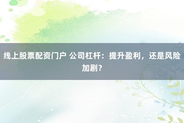 线上股票配资门户 公司杠杆：提升盈利，还是风险加剧？