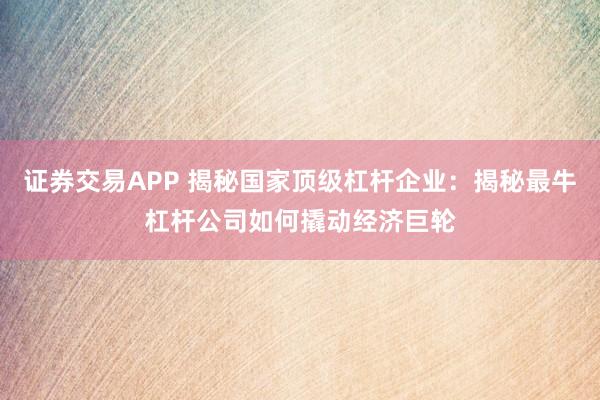证券交易APP 揭秘国家顶级杠杆企业：揭秘最牛杠杆公司如何撬动经济巨轮