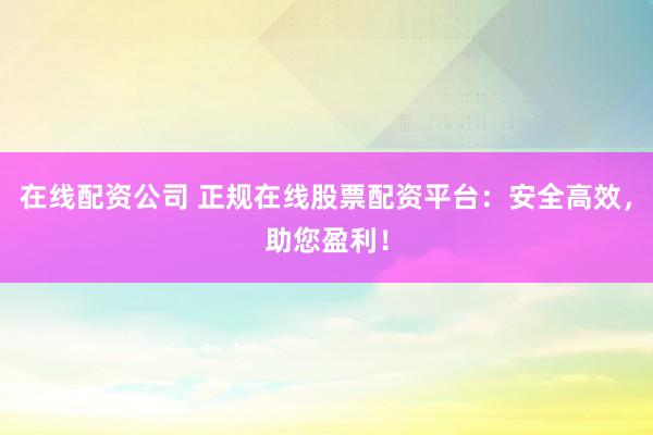 在线配资公司 正规在线股票配资平台：安全高效，助您盈利！