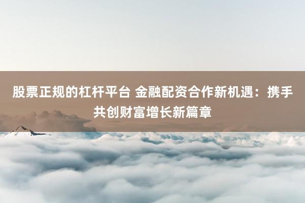 股票正规的杠杆平台 金融配资合作新机遇：携手共创财富增长新篇章
