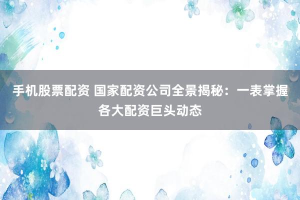 手机股票配资 国家配资公司全景揭秘：一表掌握各大配资巨头动态