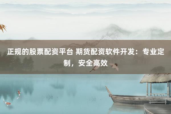 正规的股票配资平台 期货配资软件开发:专业定制,安全高效