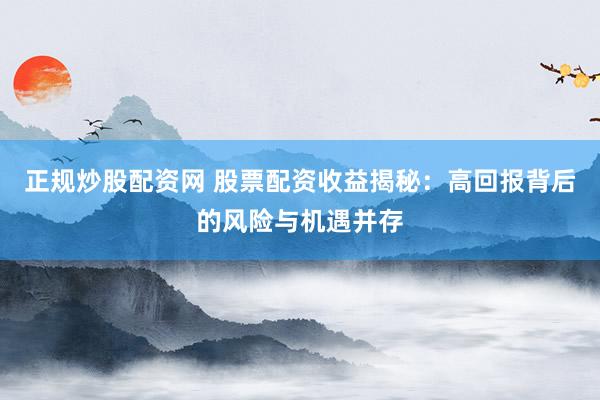 正规炒股配资网 股票配资收益揭秘:高回报背后的风险与机遇并存