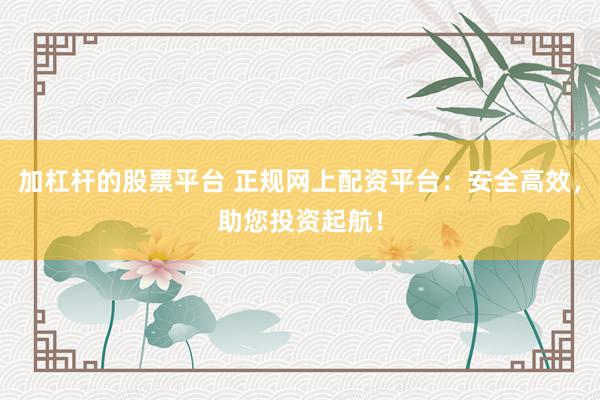 加杠杆的股票平台 正规网上配资平台:安全高效,助您投资起航!
