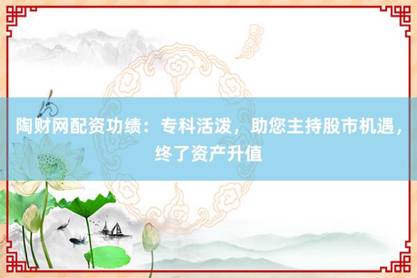 陶财网配资功绩：专科活泼，助您主持股市机遇，终了资产升值