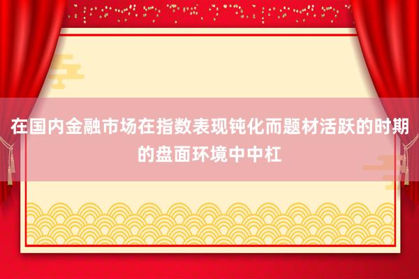 在国内金融市场在指数表现钝化而题材活跃的时期的盘面环境中中杠