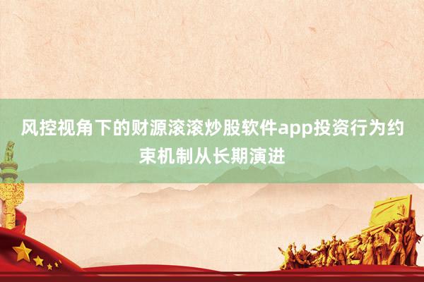 风控视角下的财源滚滚炒股软件app投资行为约束机制从长期演进