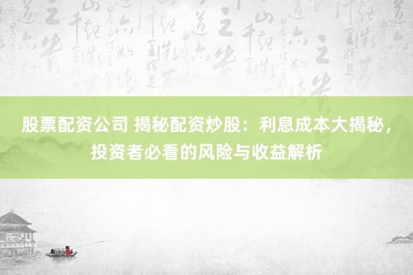 股票配资公司 揭秘配资炒股:利息成本大揭秘,投资者必看的风险与收益解析