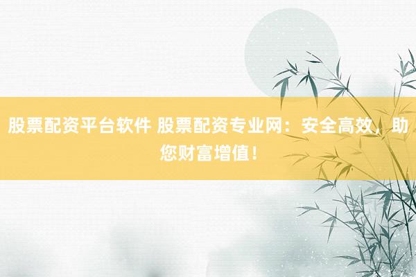 股票配资平台软件 股票配资专业网：安全高效，助您财富增值！